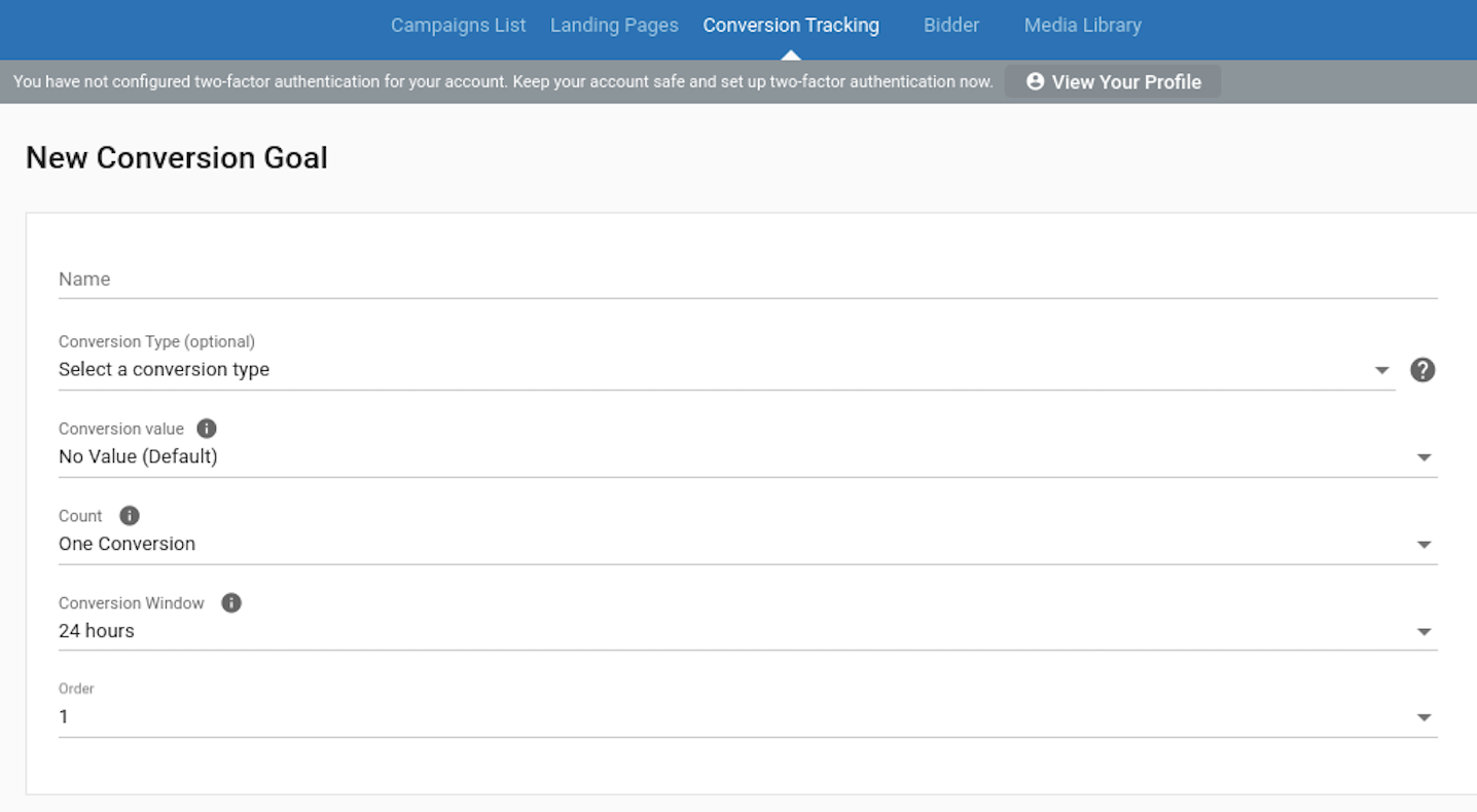 creating tracking goal