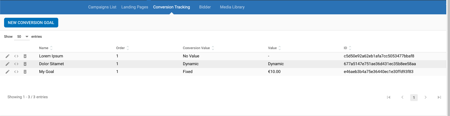 creating tracking goal