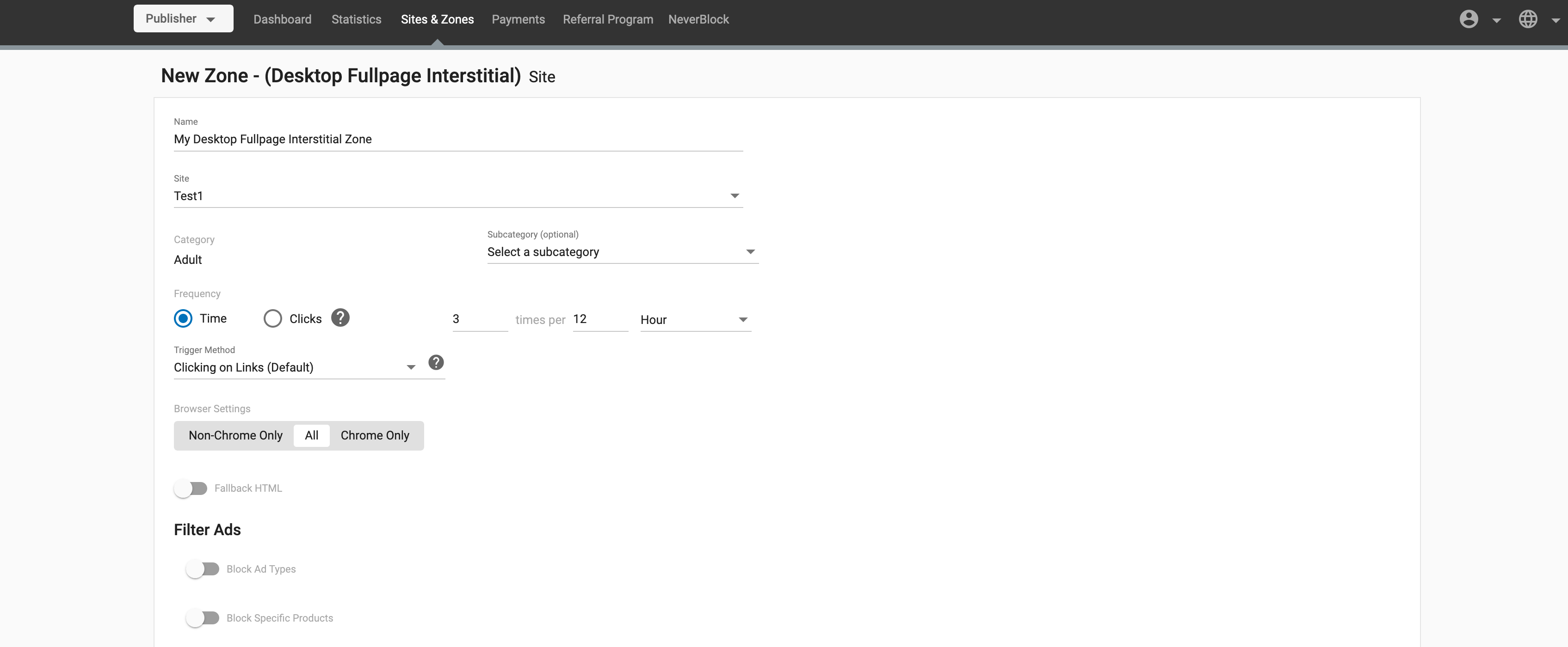 Desktop Fullpage Interstitial